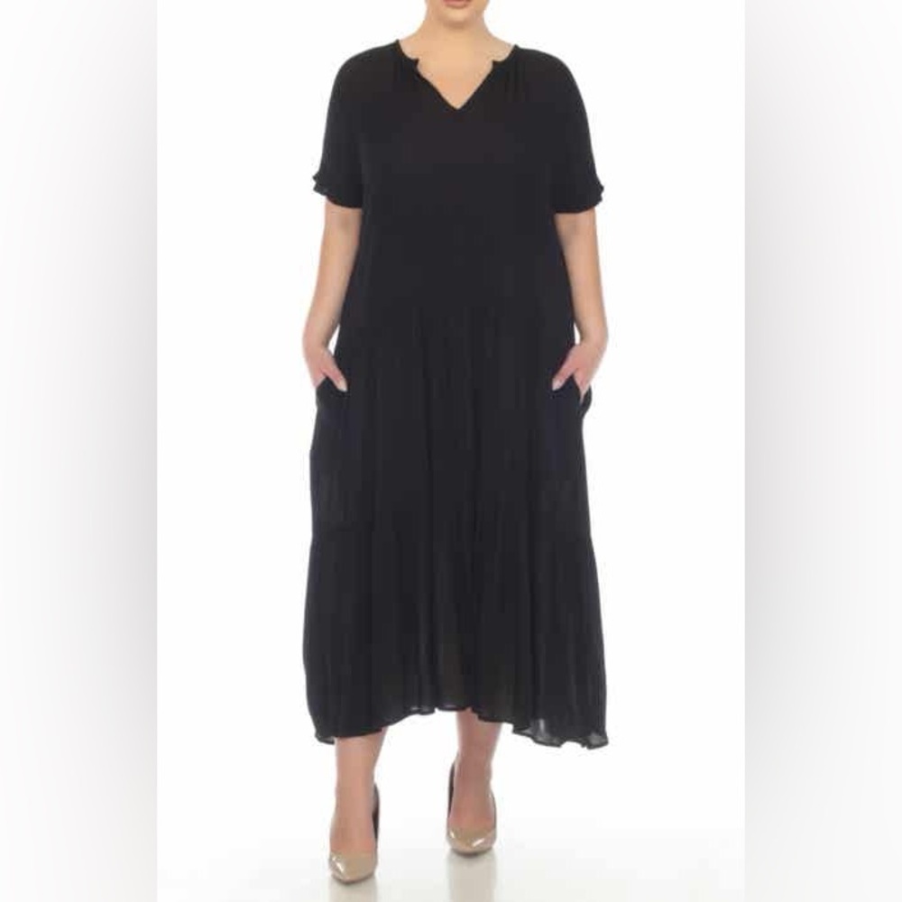 Boho Me Women’s Size 2x Short‎ Sleeve Lightweight Dress Swim Coverup Black